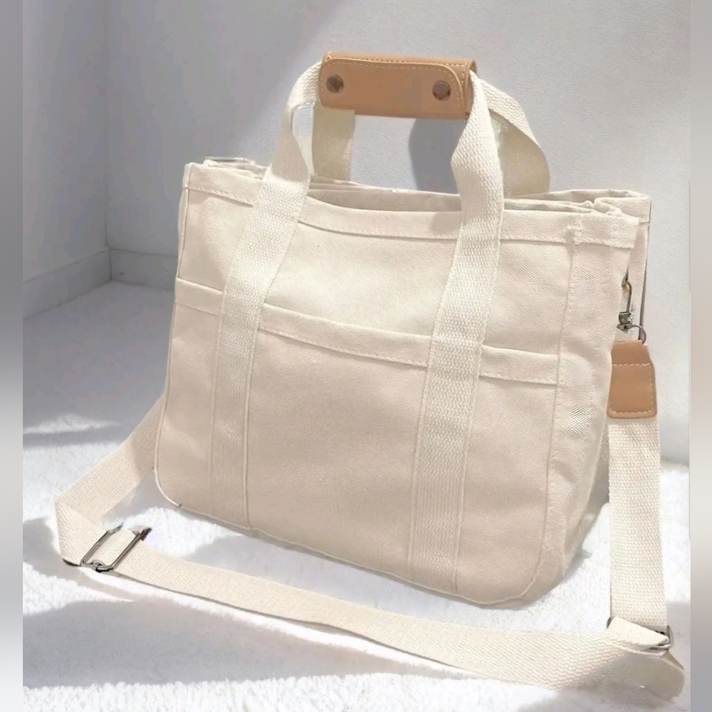 Beige Canvas Tote Bag
